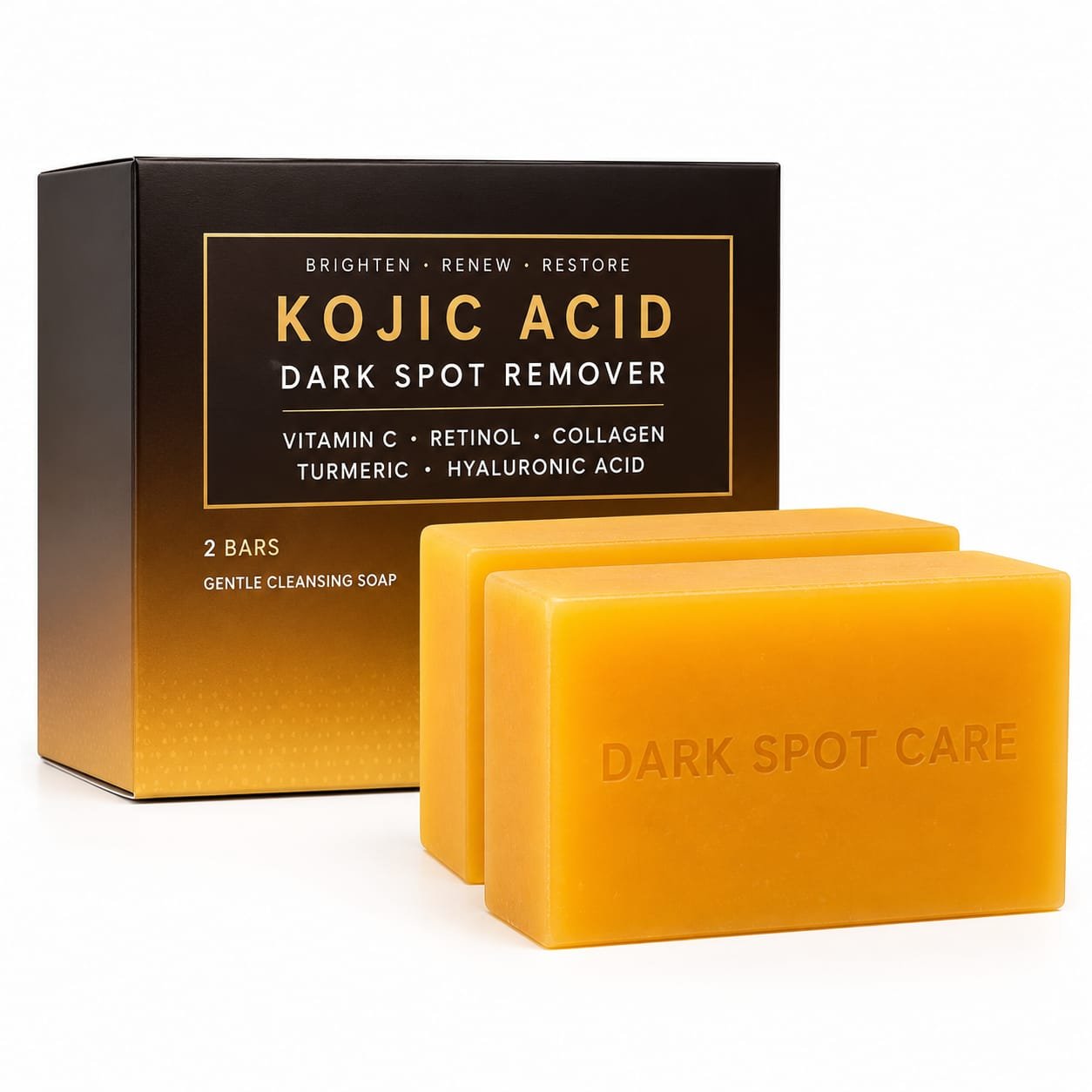 AI-generated illustrative product visual of VALITIC Kojic Acid Dark Spot Remover Soap Bars