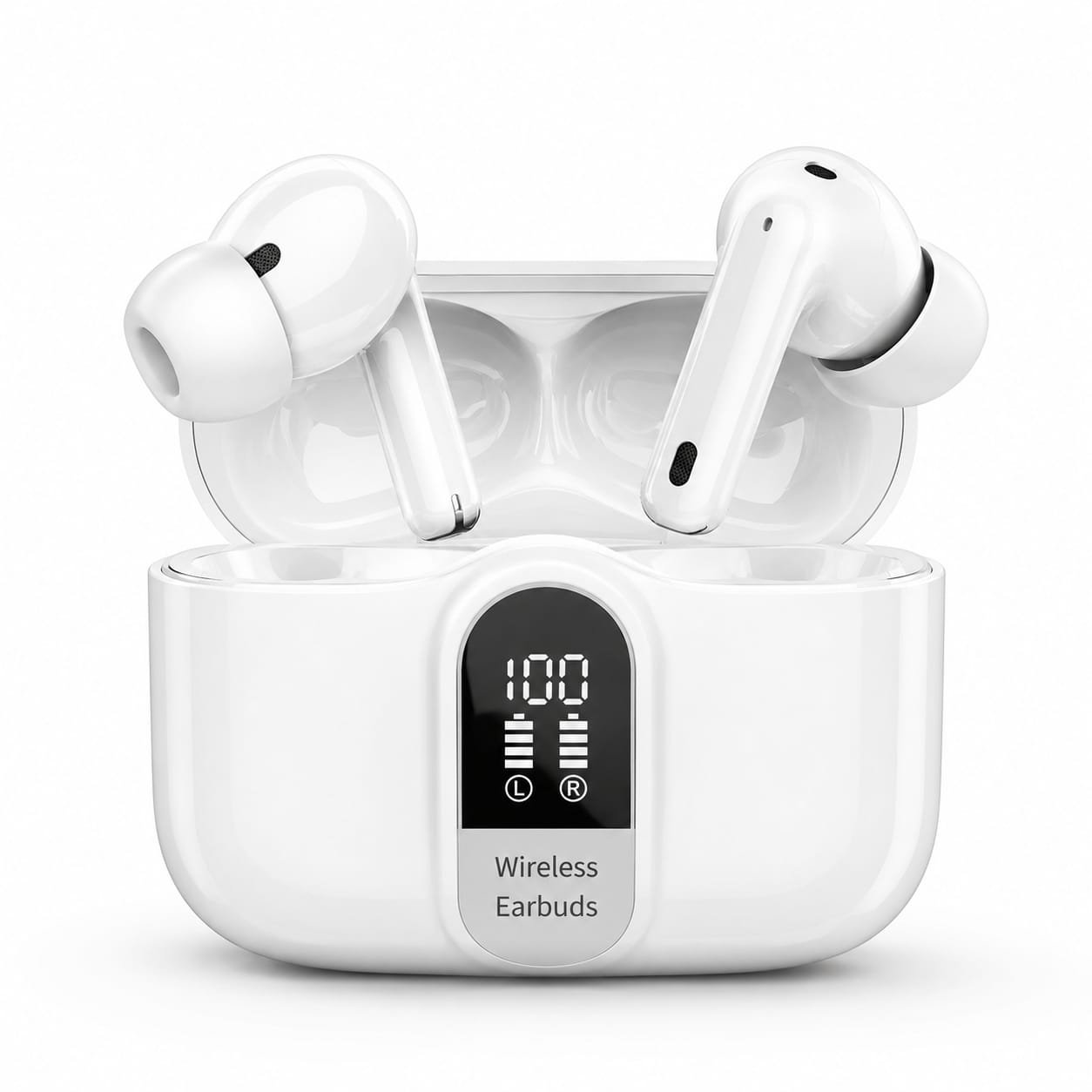 AI-generated illustrative product visual of Wireless Earbuds Bluetooth 5.4 Headphones Bass Stereo